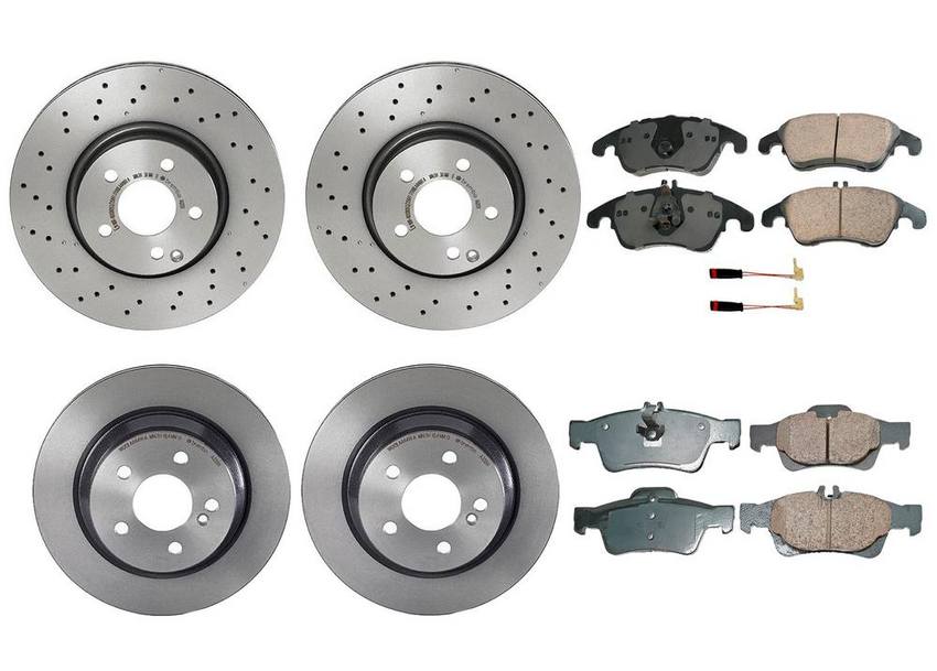 Mercedes Disc Brake Pad and Rotor Kit - Front and Rear (322mm/300mm) (Ceramic) (EURO) 006420012064 - Akebono Euro Ultra-Premium 4122624KIT